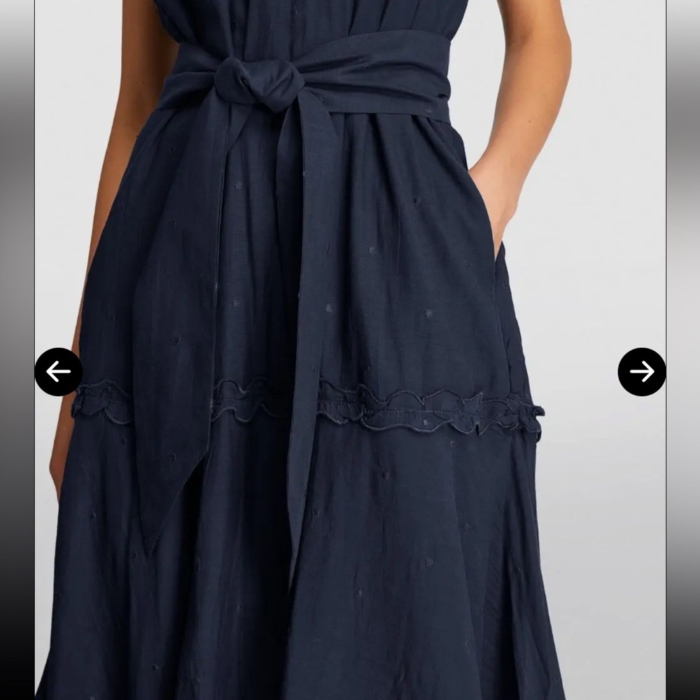 Women’s Navy Maxi Dress with Tie Waist - Picture 2 of 8